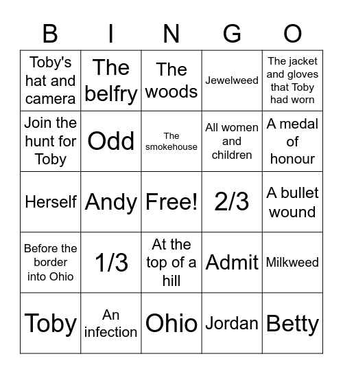 Wolf Hollow Bingo Card