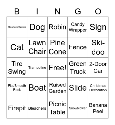 Objects Bingo Card