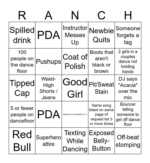 Yee-Haw Bingo Card