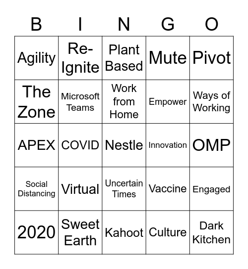 NP Virtual Meeting 2021 Bingo Card