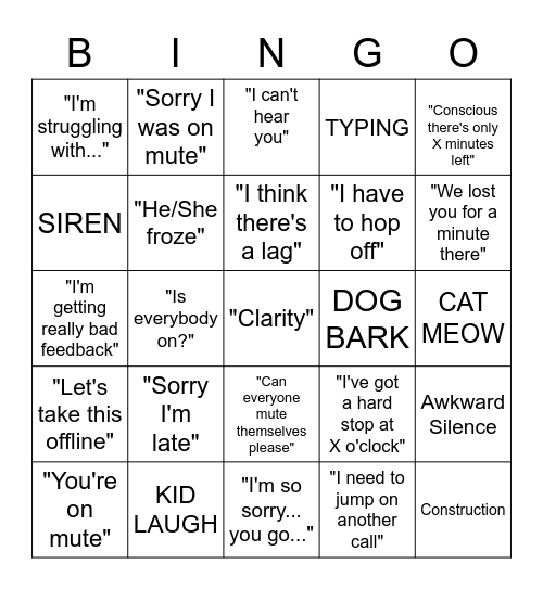 Blue Sky GoTo Covid Bingo Card