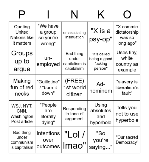 Progressive Bingo Card