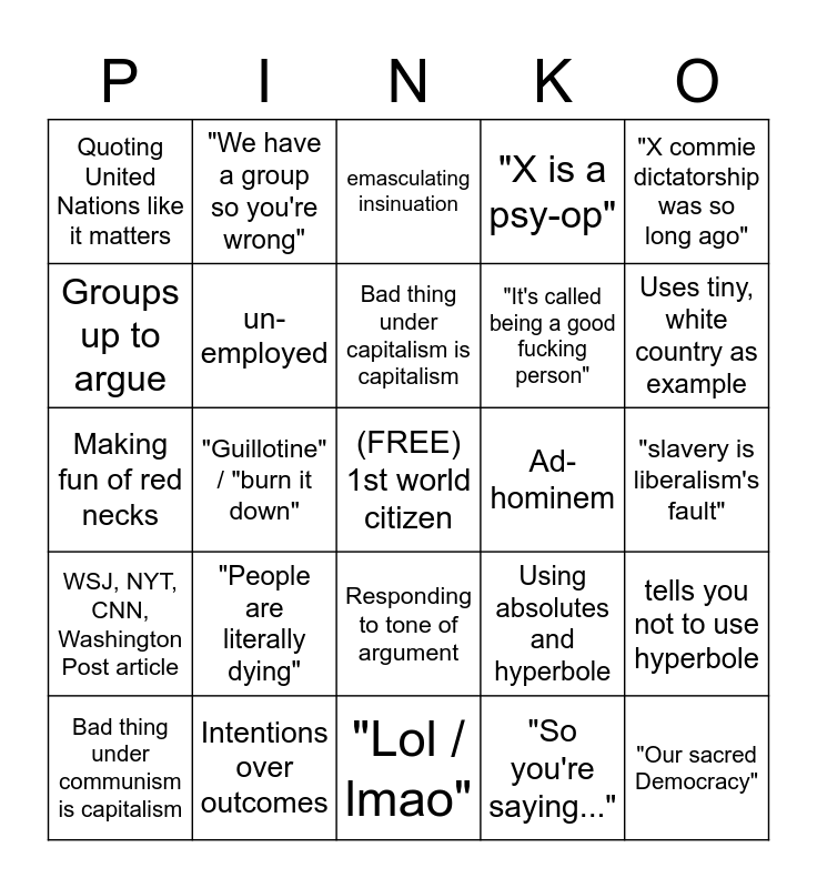 Progressive Bingo Card