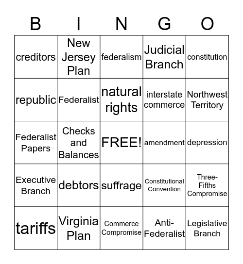 Call to Freedom : Chapter 8  Bingo Card