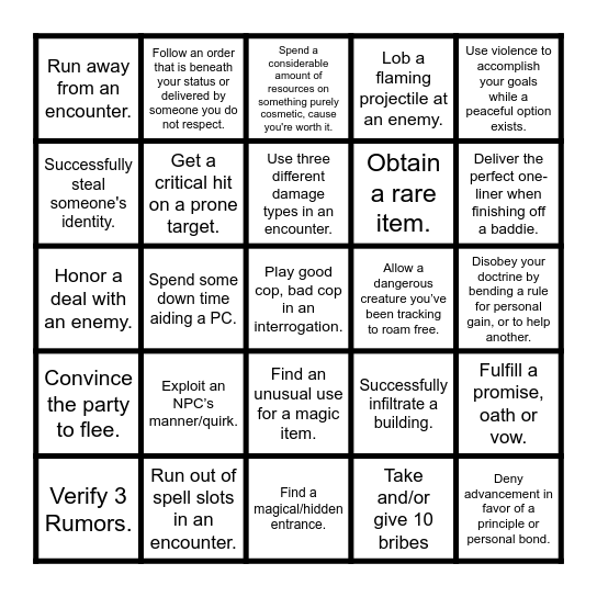 Tarrako Bingo Card