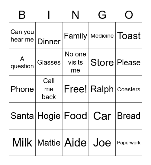 Nel Bingo Card