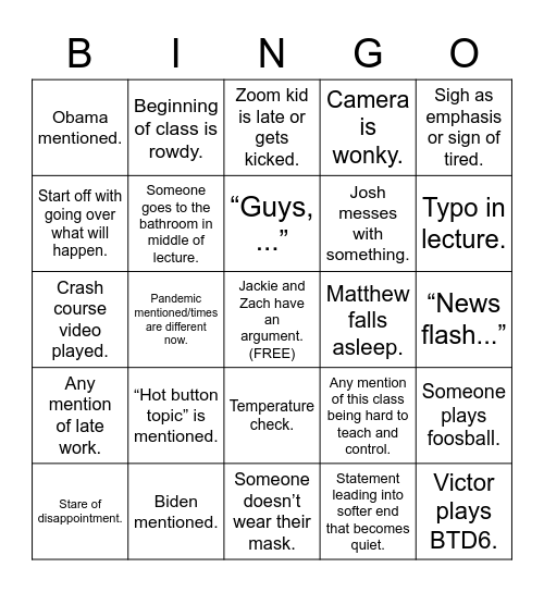 Bangobingobangobangoaaaaaaaaaaaaa Bingo Card
