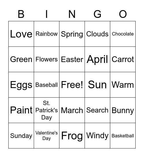 Spring ASL Bingo! Bingo Card