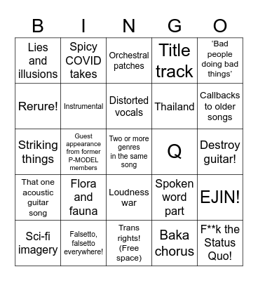 r/Susumu ‘SAI’ BINGO Card