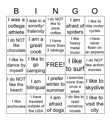 Somerset Home Bingo Card