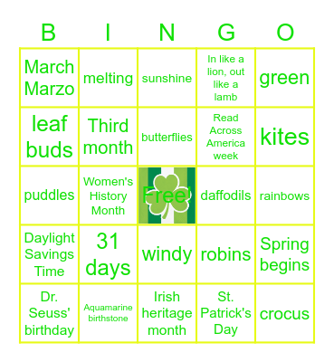 MARCH Bingo Card