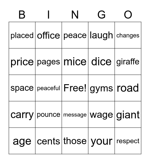 3-3/1 Bingo Card