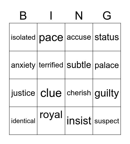 B4 L1 Bingo Card