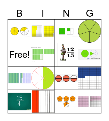 Fractions and Decimals Bingo Card