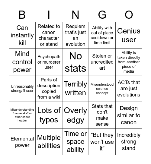Teal Submission Bingo Card