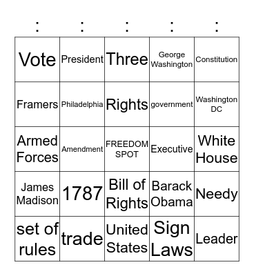 Constitution/Executive Government Bingo Card