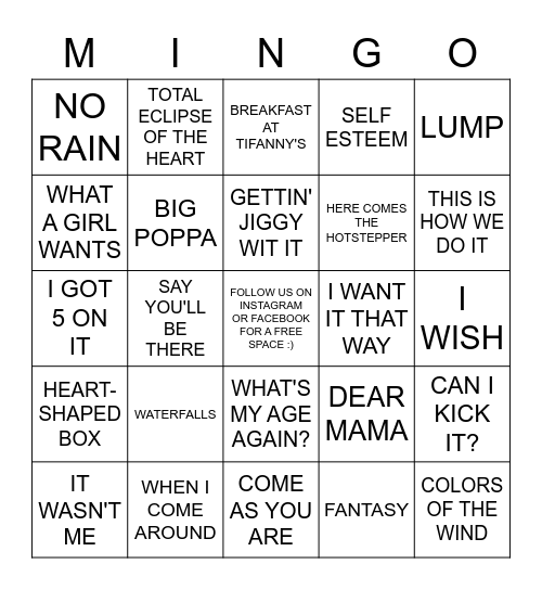 MINGO AT THE CHAMBER R3 Bingo Card
