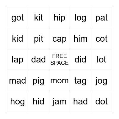 Phonics BINGO Card