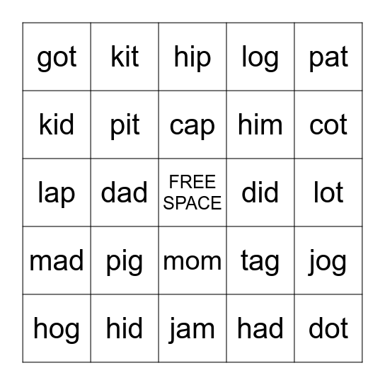 Phonics BINGO Card