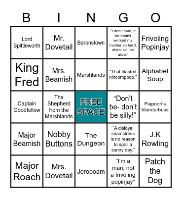 Ickabog BINGO Card