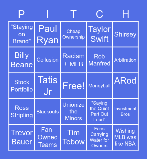 Tipping Pitches Bingo Card