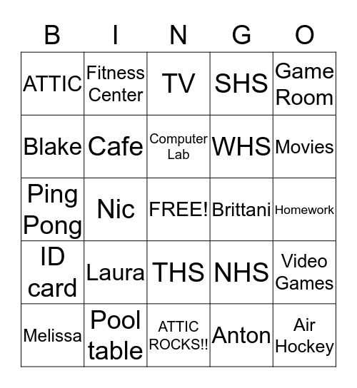 The ATTIC Bingo Card