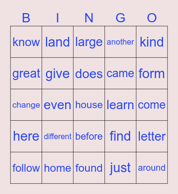 Sight word (L2) 1-40 Bingo Card