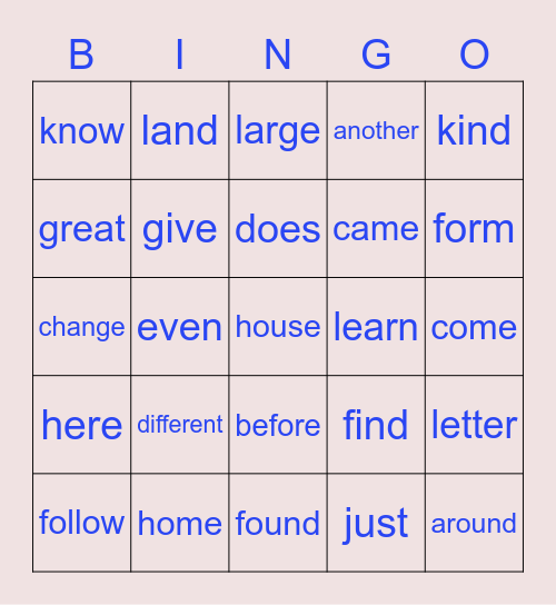 Sight word (L2) 1-40 Bingo Card