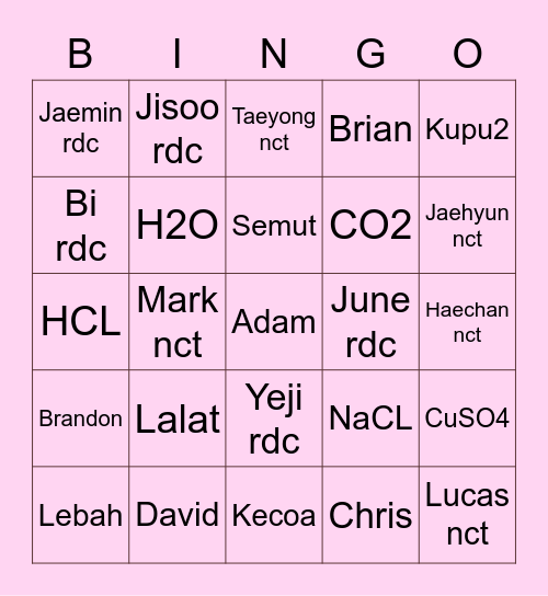 TAEYEON Bingo Card