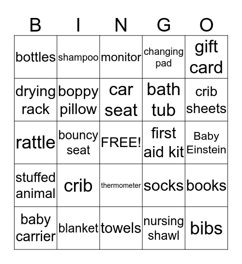 Baby Lucy Bingo Card