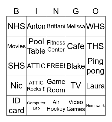 The ATTIC Bingo Card