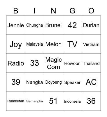 PINKYxFM Bingo Card