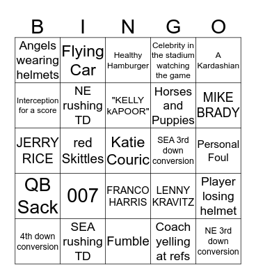 SUPERBOWL 2015 Bingo Card