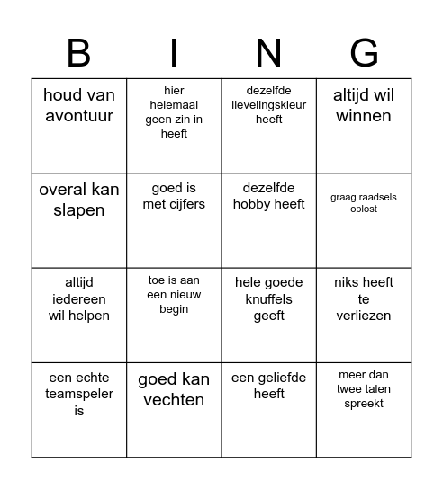 Vind iemand die... Bingo Card