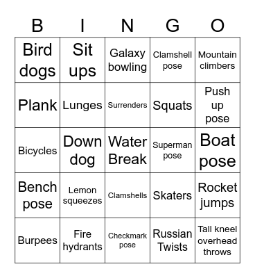 Physical Therapy Bingo Card