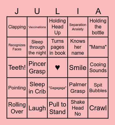 Baby Milestone Bingo! Bingo Card