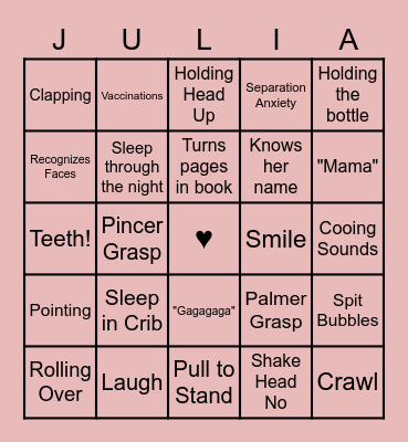 Baby Milestone Bingo! Bingo Card