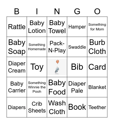 Baby Shower Bingo Card