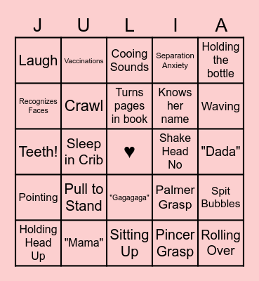 Baby Milestone Bingo! Bingo Card