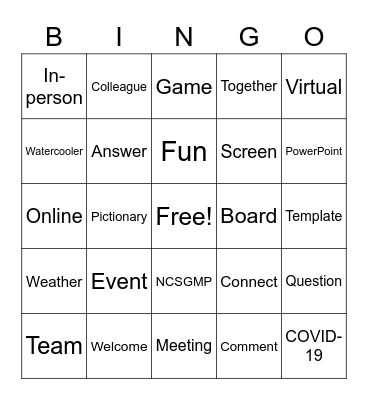 NCSGMP Virtual Games Bingo Card