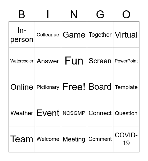 NCSGMP Virtual Games Bingo Card