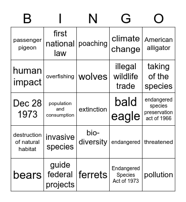 Biodiversity! Bingo Card