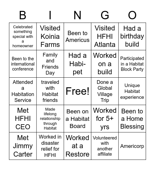 SCHFH Bingo Card