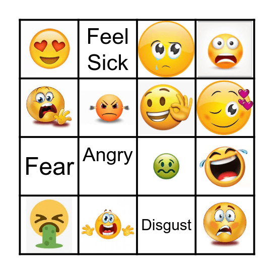 Emoji Emotion Bingo Card