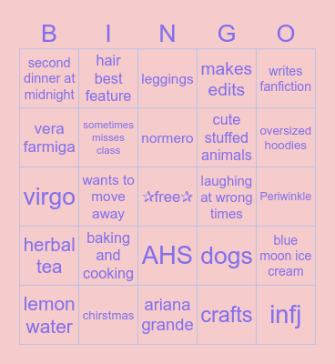 becca’s culture Bingo Card