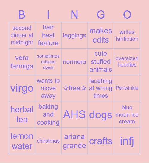 becca’s culture Bingo Card