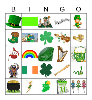 Saint Patrick's day Bingo Card