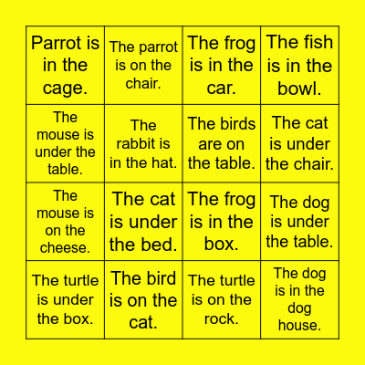 Where are the pets call list Bingo Card