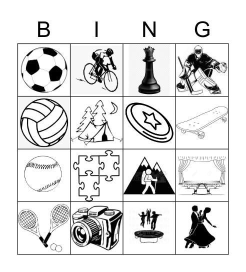 Les sports et les activités ! Bingo Card