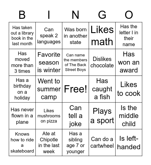 Murphy Bingo Card